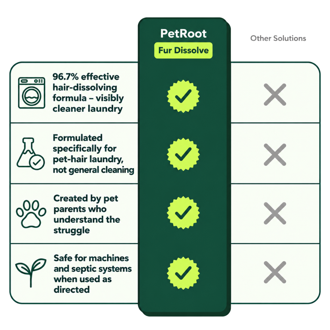 PetRoot Fur Dissolve vs. Regular Detergent