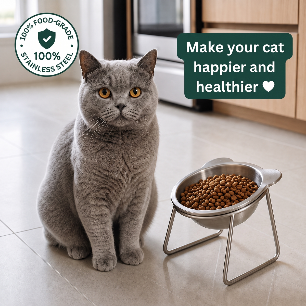 PetRoot™ Orthopedic Stainless Steel Cat Bowl